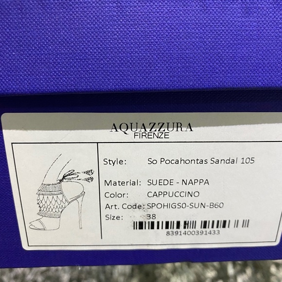 AQUAZZURA FIRENZE SO POCAHONTAS SANDAL CAPPUCCINO - Picture 10 of 10